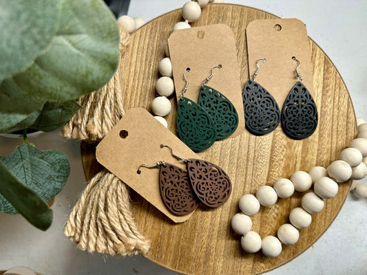 Wooden Teardrop Earrings