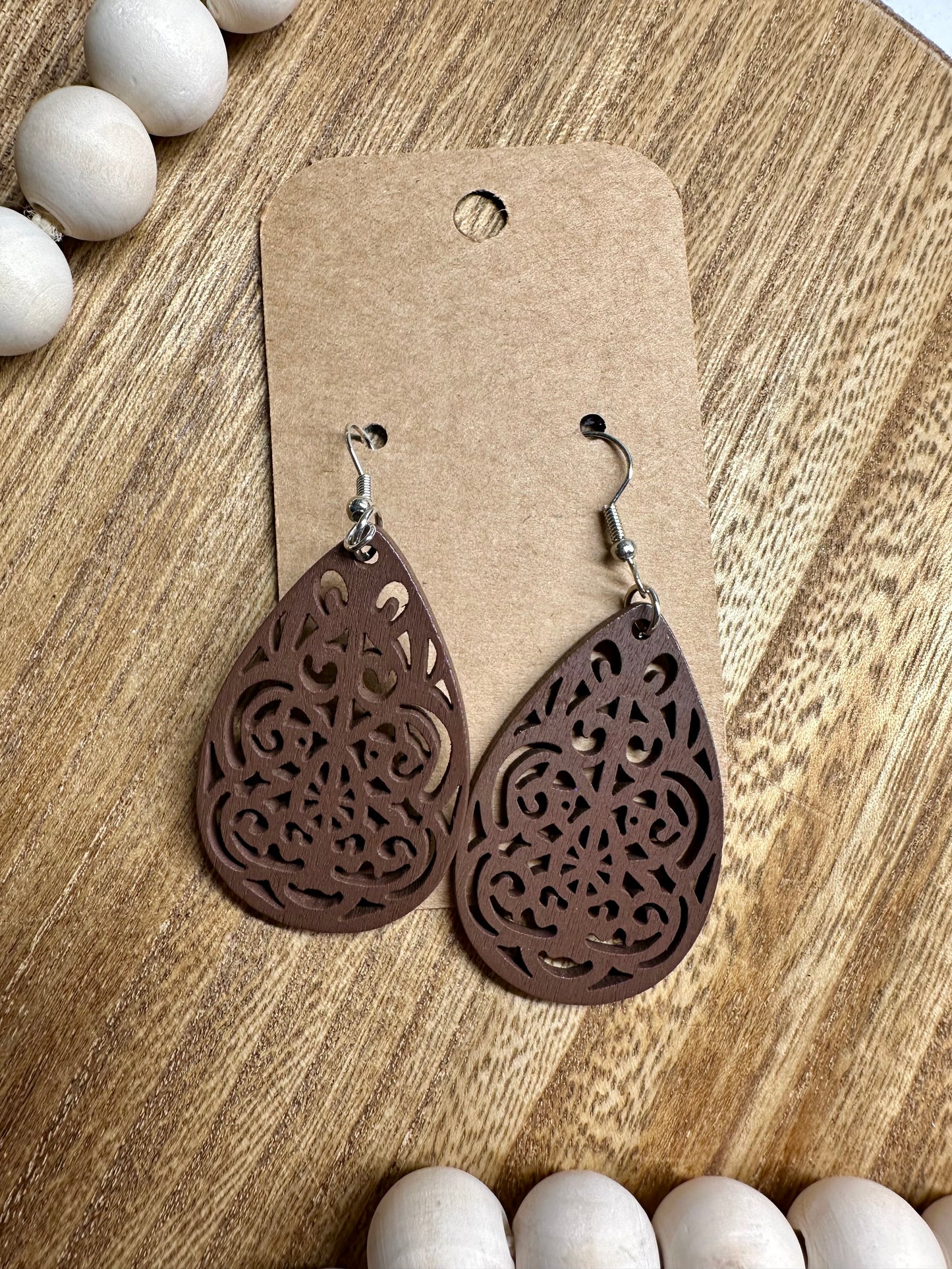 Wooden Teardrop Earrings