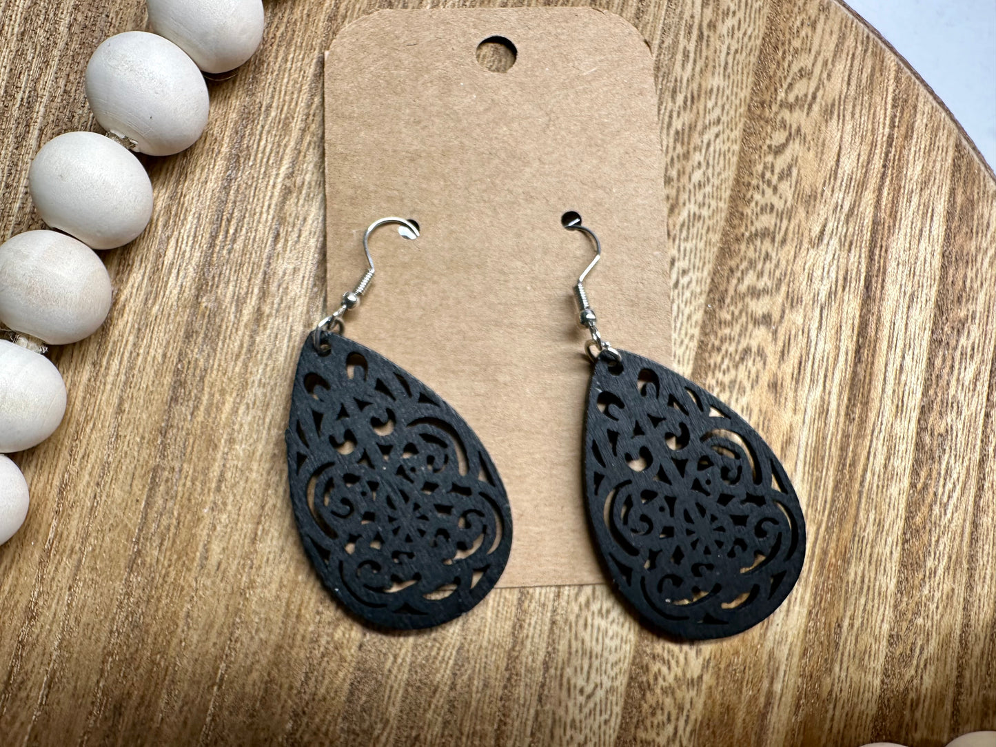 Wooden Teardrop Earrings