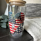 Red White Blue Love Glass Cup