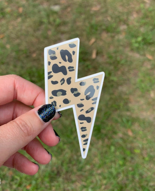 Leopard Print Lightning Bolt Sticker